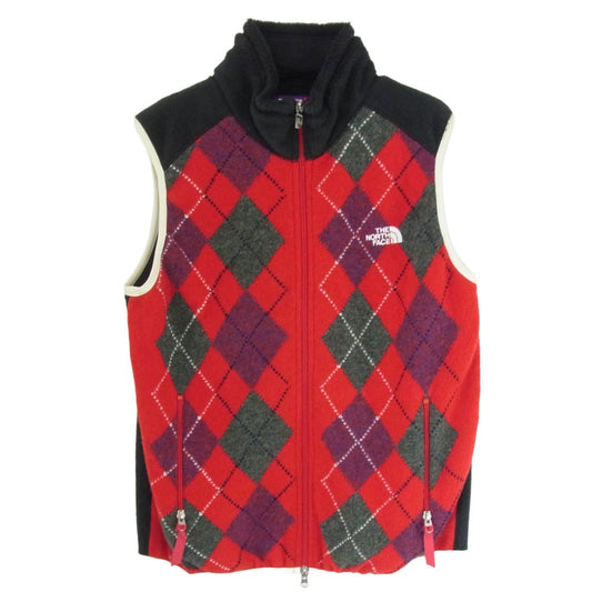 THE NORTH FACE ノースフェイス NA2651N アーガイル柄 POLARTEC ポーラテック フリース ベスト レッド系 L【中古】