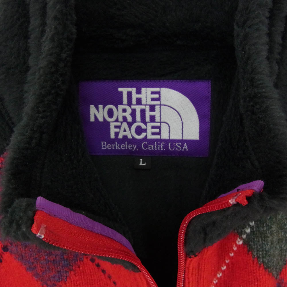 THE NORTH FACE ノースフェイス NA2651N アーガイル柄 POLARTEC ポーラテック フリース ベスト レッド系 L【中古】