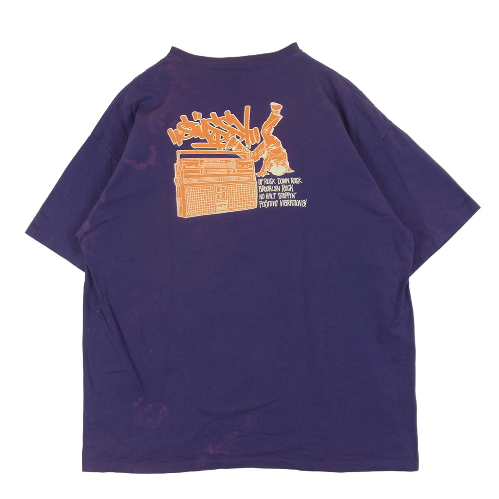 STUSSY ステューシー 90s USA製 ブレイキング シングルステッチ 半袖 Tシャツ コットン パープル系 XXL【中古】