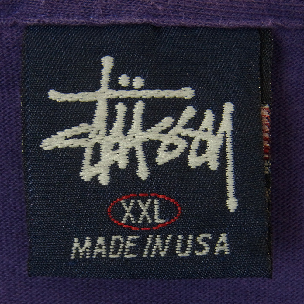 STUSSY ステューシー 90s USA製 ブレイキング シングルステッチ 半袖 Tシャツ コットン パープル系 XXL【中古】