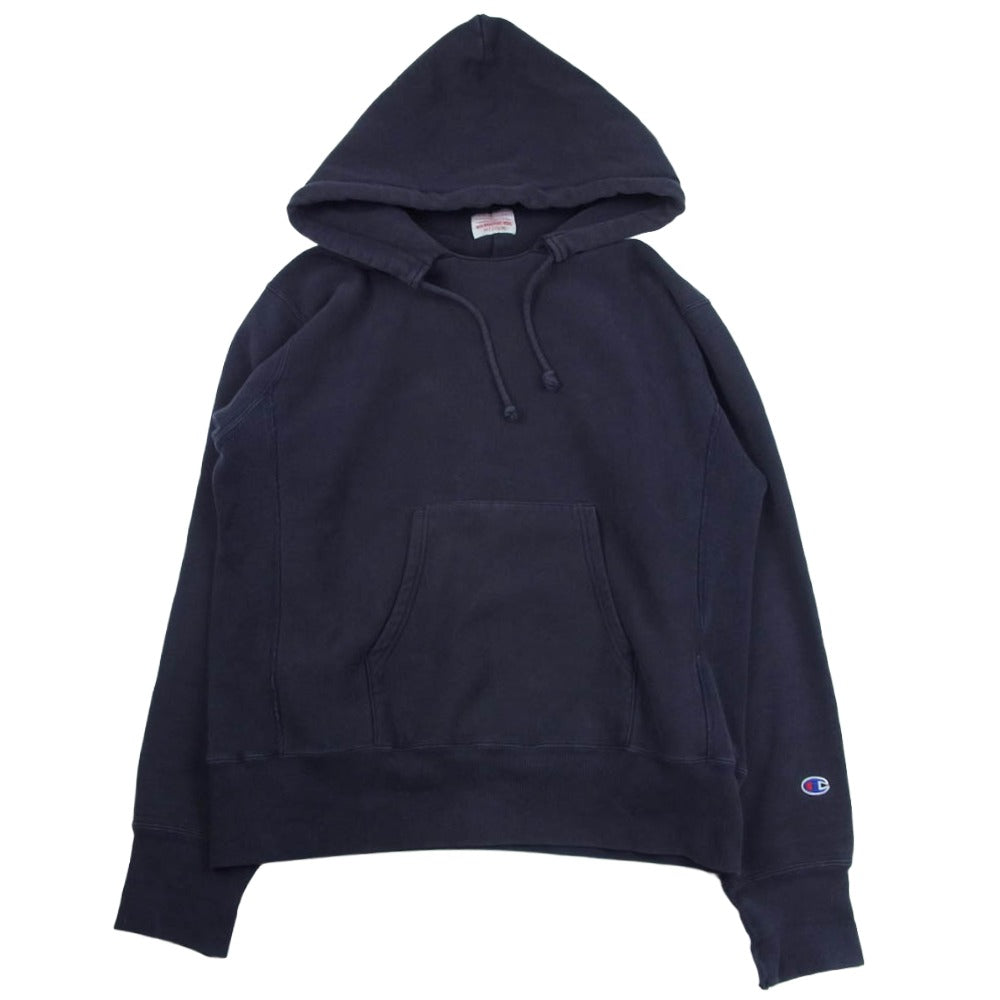 Champion チャンピオン REVERSE WEAVE 90周年記念 リバースウィーブ 後付け パーカー フーディー ネイビー系 M【中古】