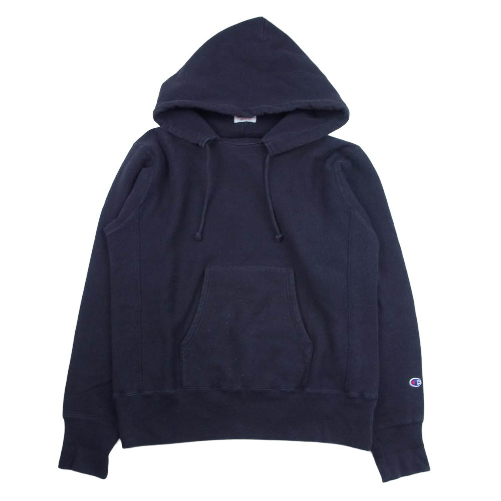Champion チャンピオン REVERSE WEAVE 90周年記念 リバースウィーブ 後付け パーカー フーディー ネイビー系 M【中古】