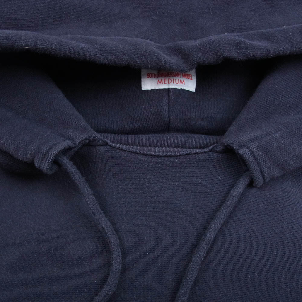 Champion チャンピオン REVERSE WEAVE 90周年記念 リバースウィーブ 後付け パーカー フーディー ネイビー系 M【中古】