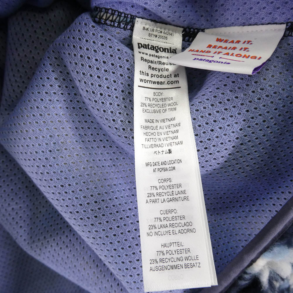 patagonia パタゴニア 23AW 20535 23年製 Natural Blend Retro Cardigan ナチュラル ブレンド レトロ カーディガン フリース ジャケット ダークネイビー系 ブルー系 ホワイト系 M【新古品】【未使用】【中古】