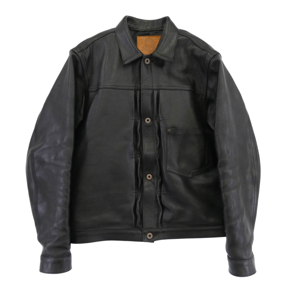 JELADO ジェラード 44 Leather Jacket Horse hide 茶芯 ホースハイド レザー ジャケット ブラック系 XL【中古】