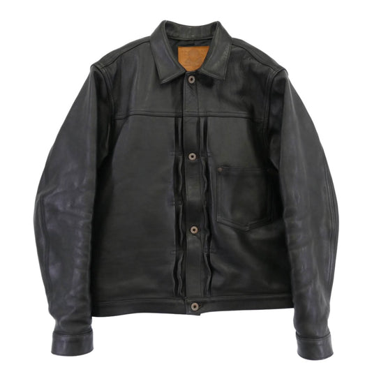 JELADO ジェラード 44 Leather Jacket Horse hide 茶芯 ホースハイド レザー ジャケット ブラック系 XL【中古】