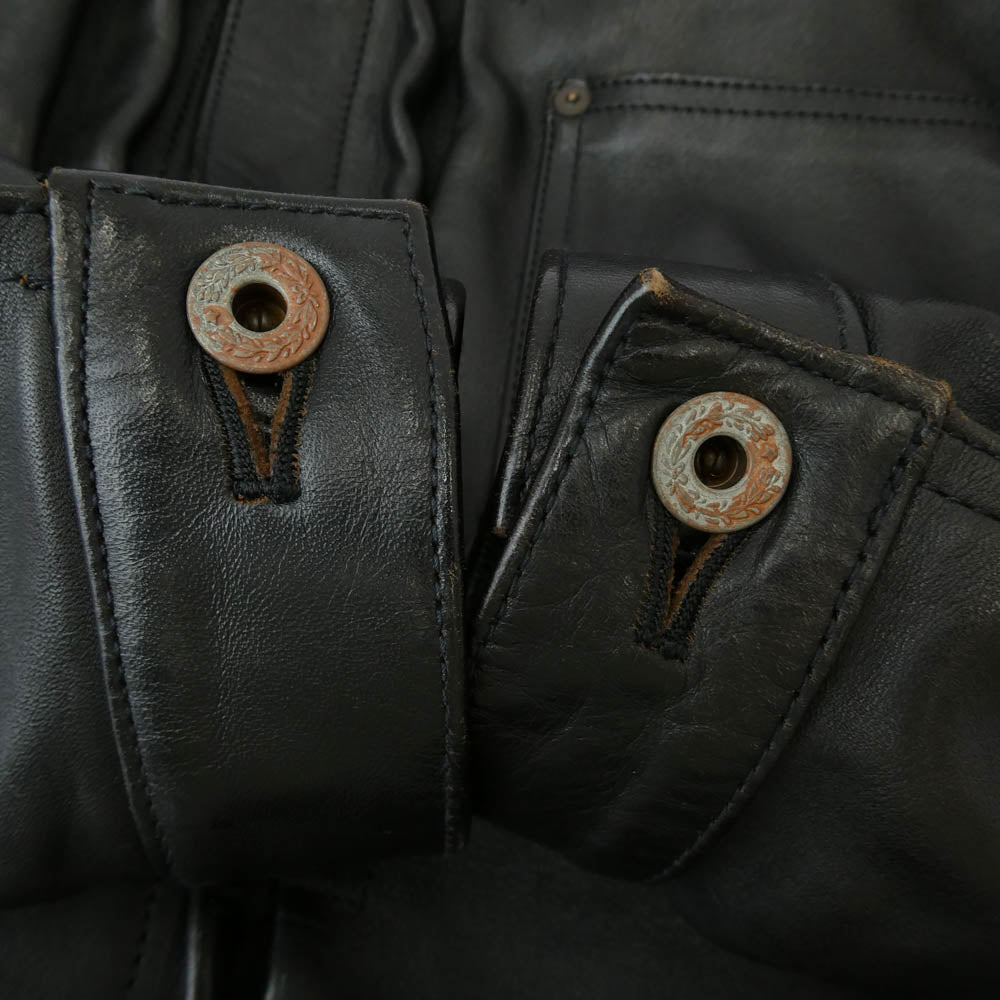 JELADO ジェラード 44 Leather Jacket Horse hide 茶芯 ホースハイド レザー ジャケット ブラック系 XL【中古】