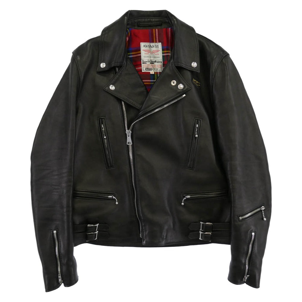 Lewis Leathers ルイスレザー 391TV LIGHTNING TIGHT FIT SHEEPSKIN ライトニング タイトフィット シープスキン ライダース ジャケット ブラック系 44【中古】