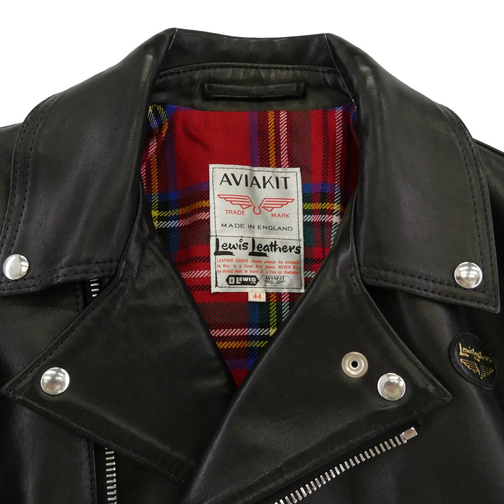 Lewis Leathers ルイスレザー 391TV LIGHTNING TIGHT FIT SHEEPSKIN ライトニング タイトフィット シープスキン ライダース ジャケット ブラック系 44【中古】