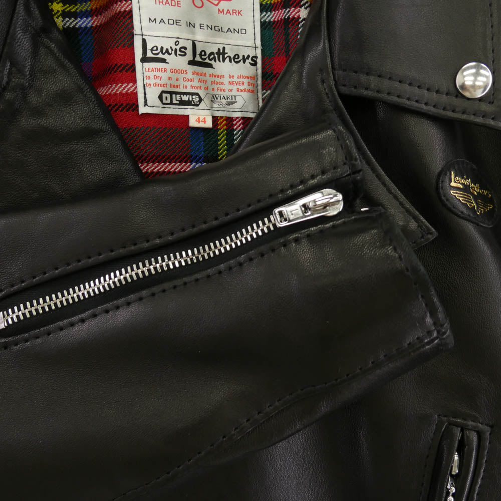 Lewis Leathers ルイスレザー 391TV LIGHTNING TIGHT FIT SHEEPSKIN ライトニング タイトフィット シープスキン ライダース ジャケット ブラック系 44【中古】