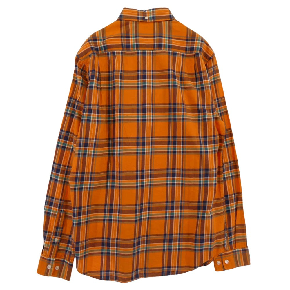 Supreme シュプリーム ボタンダウン マドラスチェック 長袖 シャツ オレンジ系 M【美品】【中古】