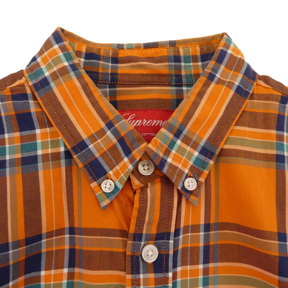 Supreme シュプリーム ボタンダウン マドラスチェック 長袖 シャツ オレンジ系 M【美品】【中古】