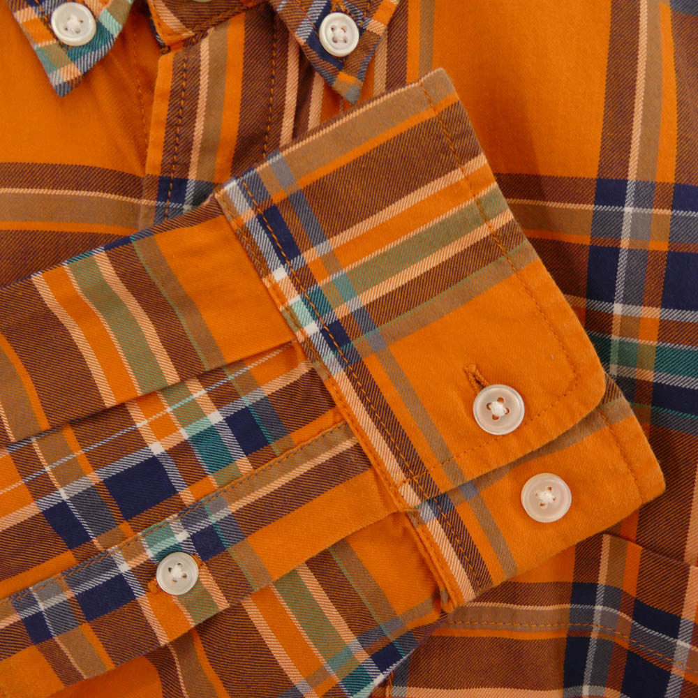 Supreme シュプリーム ボタンダウン マドラスチェック 長袖 シャツ オレンジ系 M【美品】【中古】