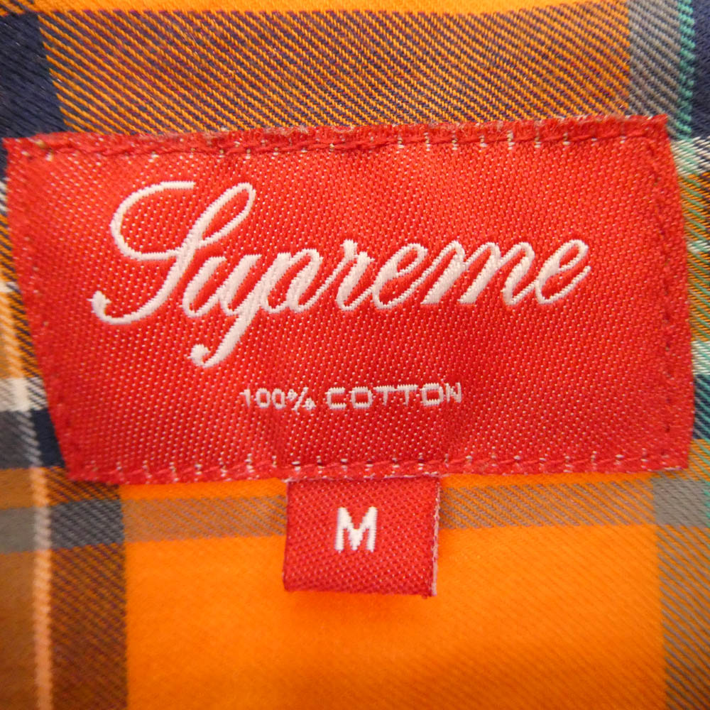 Supreme シュプリーム ボタンダウン マドラスチェック 長袖 シャツ オレンジ系 M【美品】【中古】