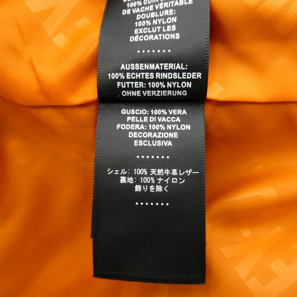 HARLEY DAVIDSON ハーレーダビッドソン 97030-24VM カウレザー 牛革 バック イーグル プリント パッチ付き 裏地ナイロン ダブル ライダース ジャケット ブラック系 オレンジ系 L【極上美品】【中古】