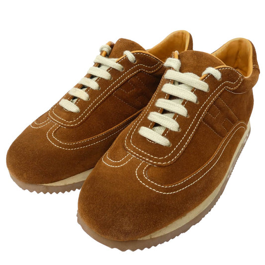 HERMES エルメス クイック スエード レザー ローカット スニーカー ブラウン系 38【中古】