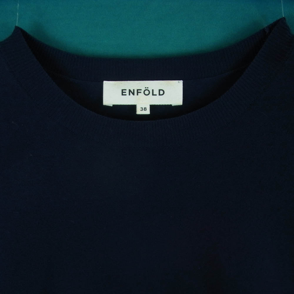 ENFOLD エンフォルド 300FA270-1250 ニット ベスト レイヤード 長袖 シャツ ワンピース ダークネイビー系 グリーン系 38【中古】