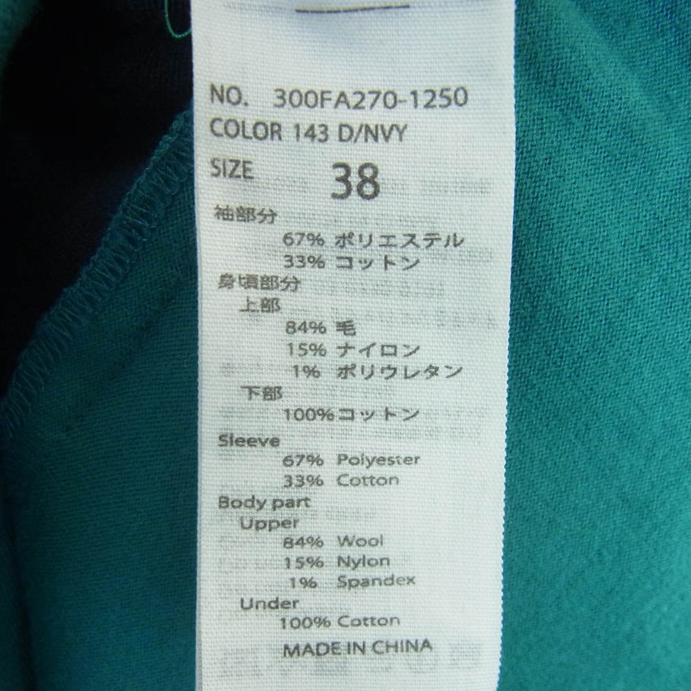 ENFOLD エンフォルド 300FA270-1250 ニット ベスト レイヤード 長袖 シャツ ワンピース ダークネイビー系 グリーン系 38【中古】