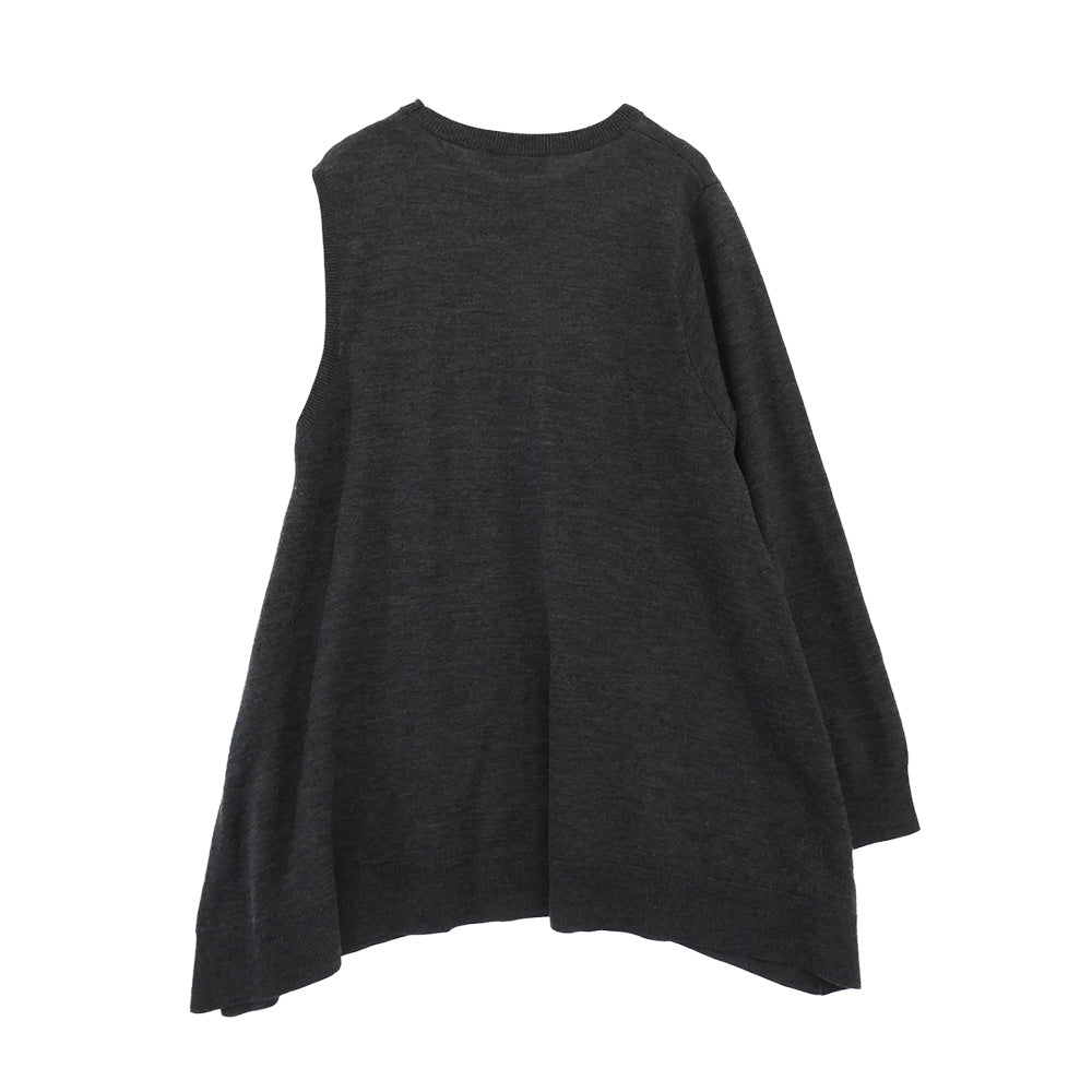 ENFOLD エンフォルド 300FA270-1320 DOUBLE-SLEEVES LAYERED PULLOVER ダブルスリーブ プルオーバー ニット ライトブラウン系 グレー系 オレンジ系 38【中古】