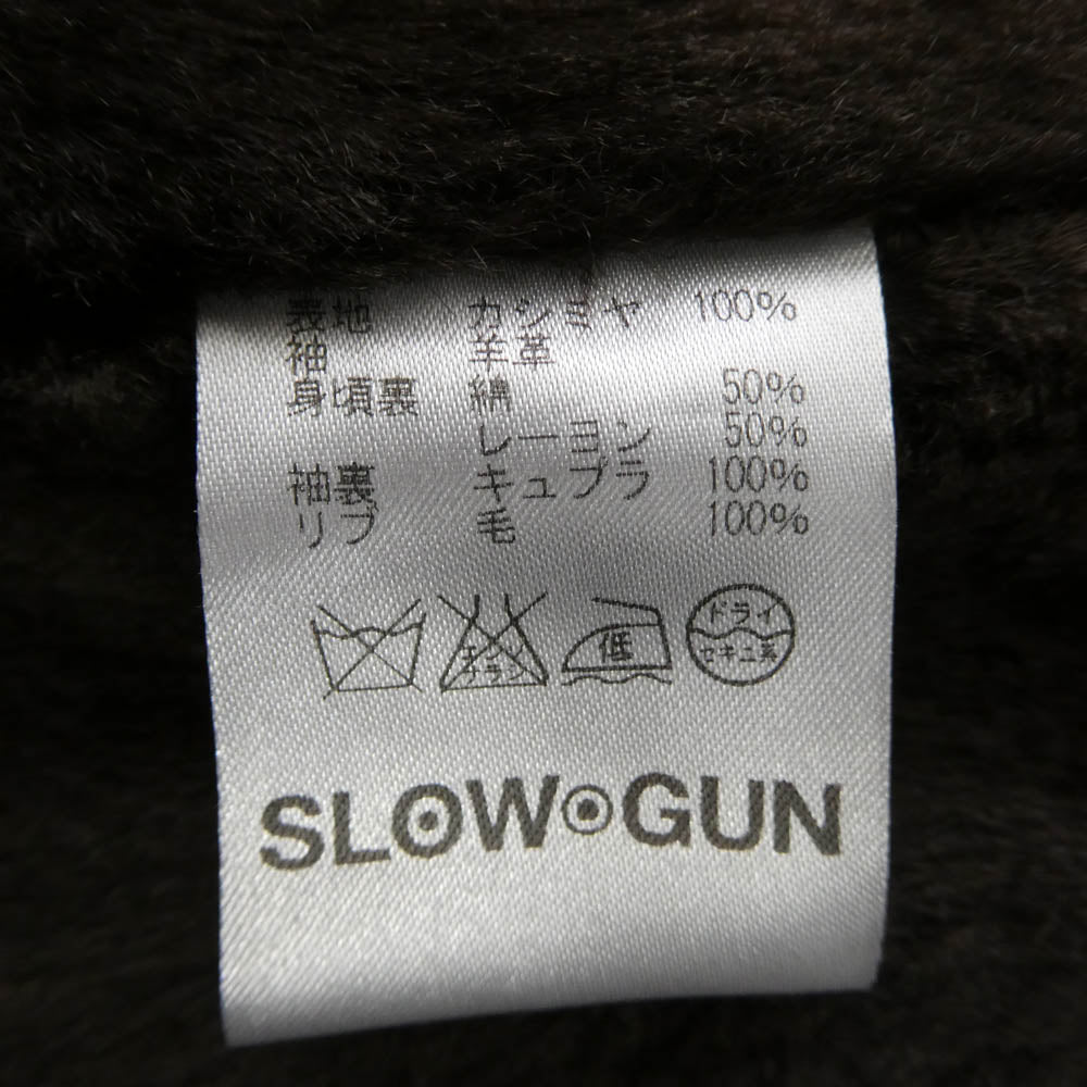 slowgun スロウガン カシミヤ ラムレザー 切替 ブルゾン ジャケット ブラック系 4【中古】
