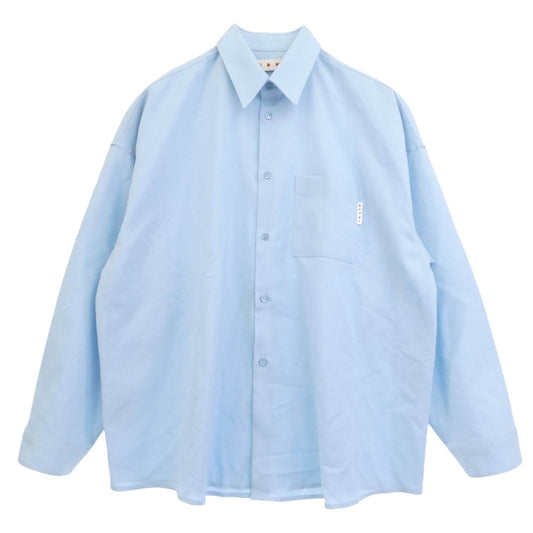 MARNI マルニ 22AW CUMU0061A1 TW839 ウール トロピカル 長袖 シャツ ライトブルー系 50【中古】