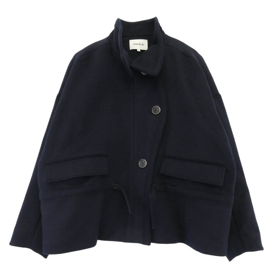 ENFOLD エンフォルド 22AW 300FA230-1920 ウール スタンドカラー ショート コート ネイビー系 38【中古】