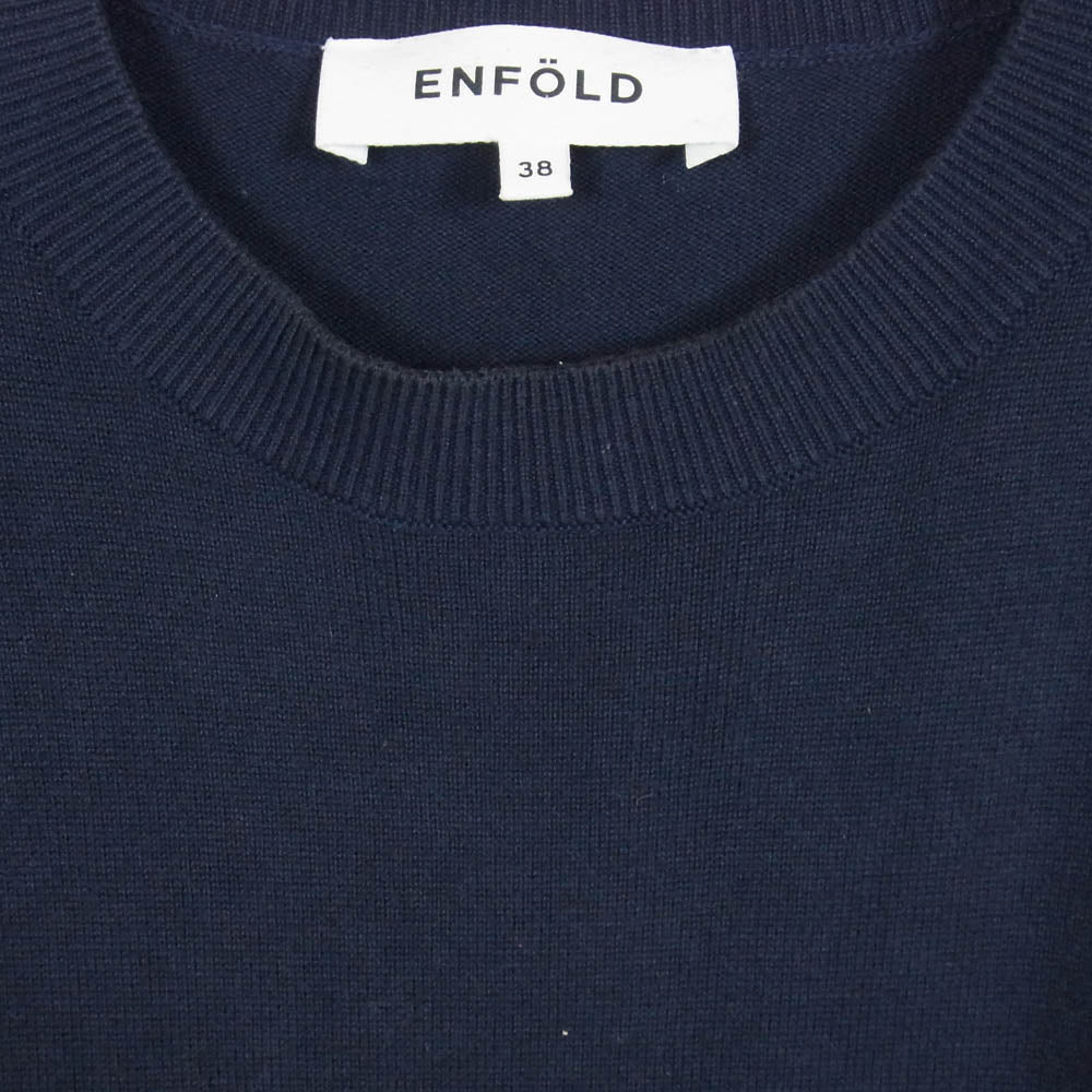 ENFOLD エンフォルド 300FS270-0530 レイヤード クルーネック ニット セーター ダークネイビー系 38【中古】