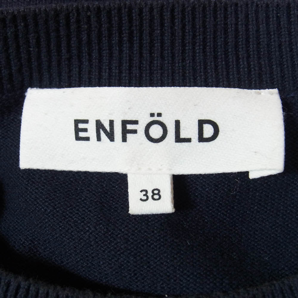 ENFOLD エンフォルド 300FS270-0530 レイヤード クルーネック ニット セーター ダークネイビー系 38【中古】