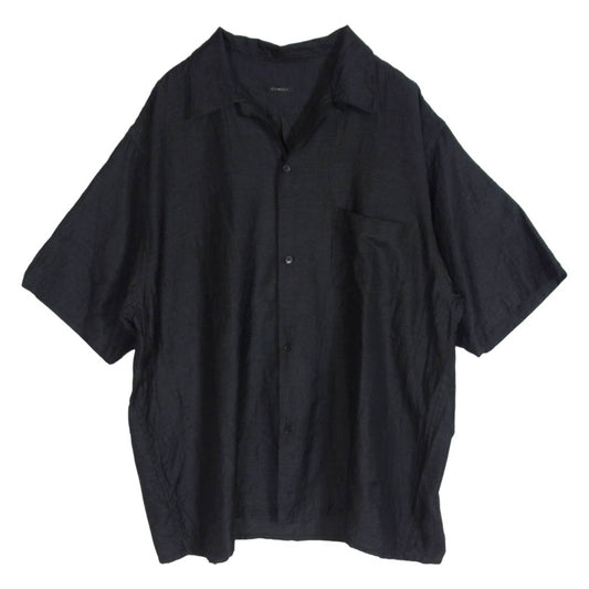 COMOLI コモリ 24SS Z01-02010 ウールシルク 半袖 オープンカラーシャツ ブラック系 3【中古】