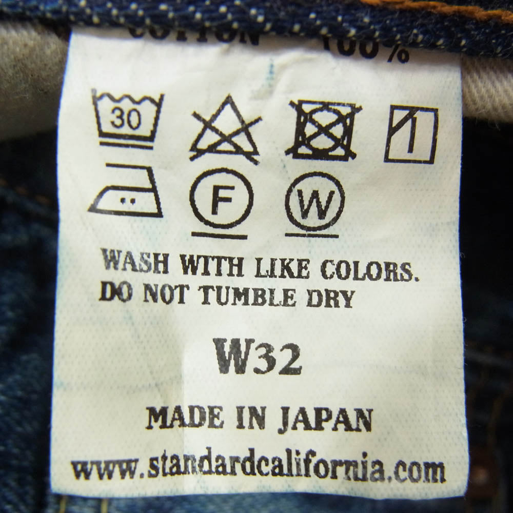 STANDARD CALIFORNIA スタンダードカリフォルニア 24SS SD 5P Denim Pants 901 66 Vintage Wash ヴィンテージウォッシュ デニムパンツ W32 L31 インディゴブルー系 32【美品】【中古】