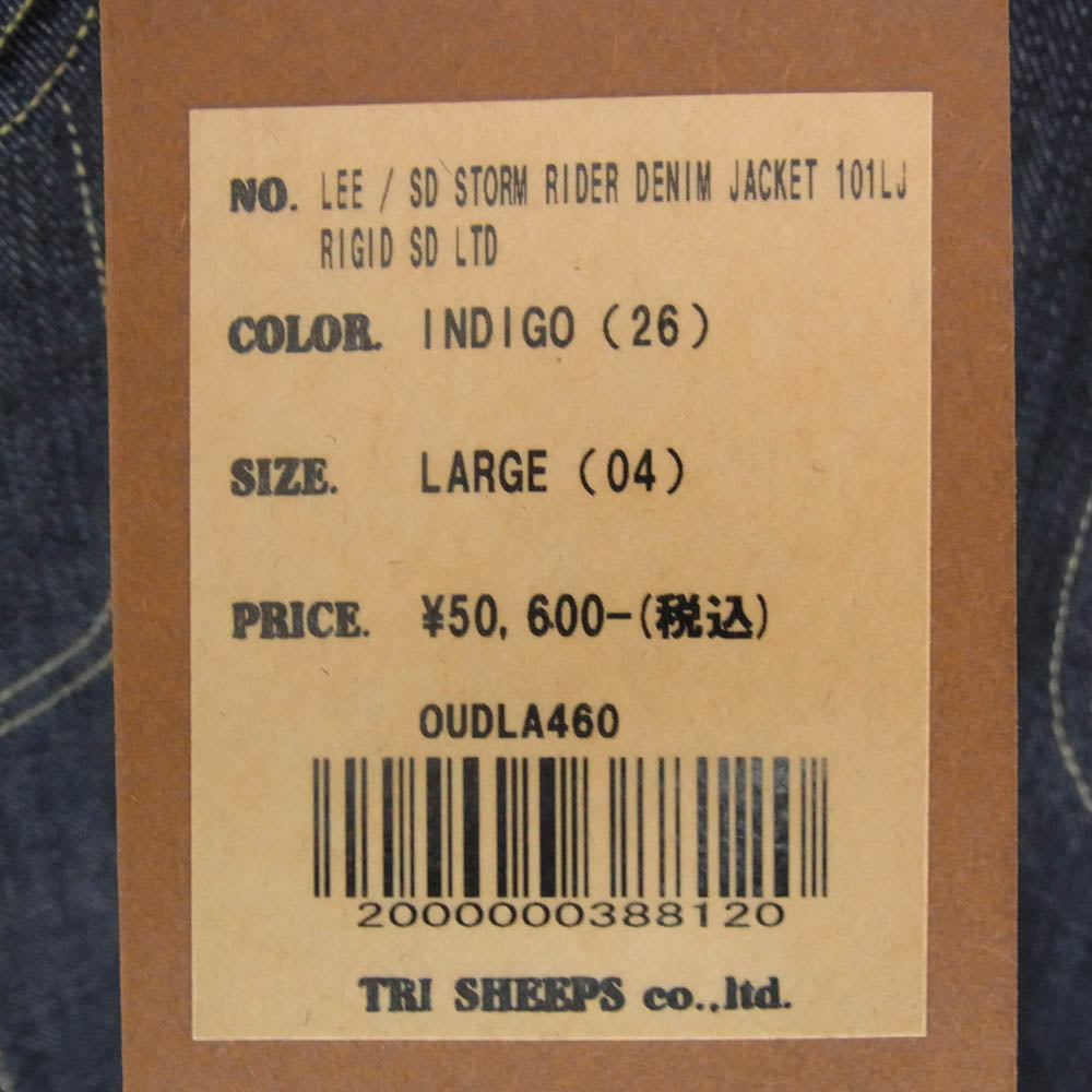 STANDARD CALIFORNIA スタンダードカリフォルニア Lee リー OUDLA460 SD Storm Rider Denim Jacket 101LJ Rigid ストームライダー リジッド デニムジャケット インディゴブルー系 L【美品】【中古】