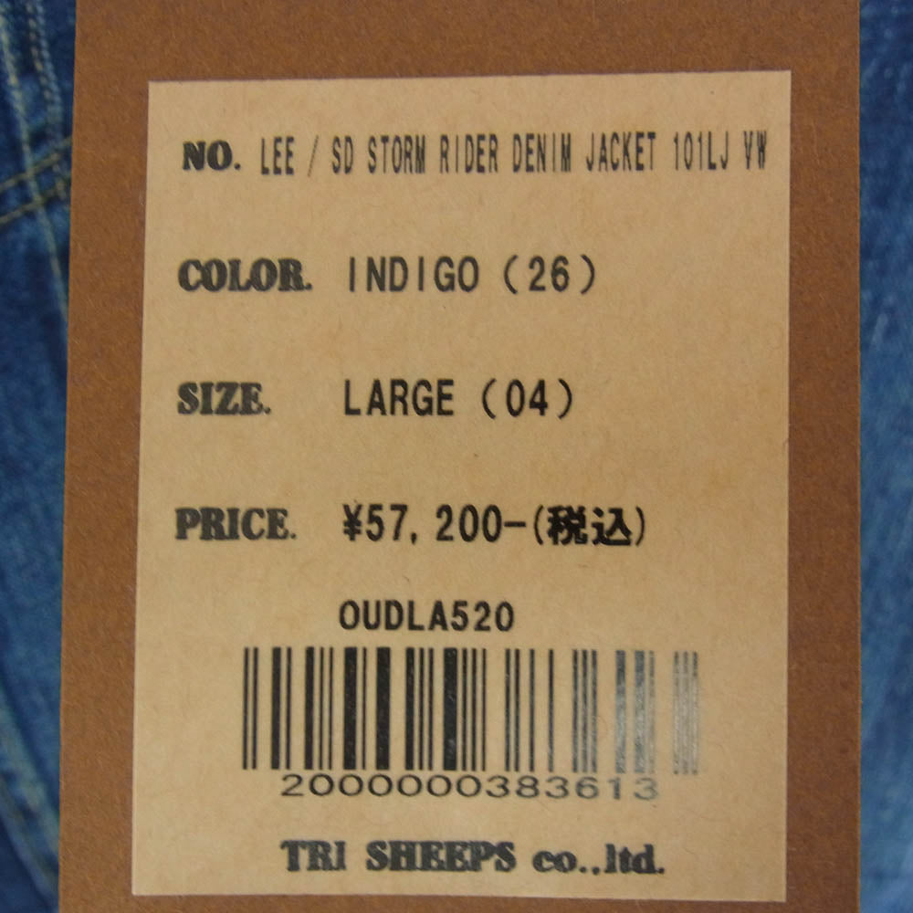 STANDARD CALIFORNIA スタンダードカリフォルニア Lee リー OUDLA520 SD Storm Rider Denim Jacket 101LJ VW ストームライダー ウォッシュ加工 デニムジャケット インディゴブルー系 L【極上美品】【中古】
