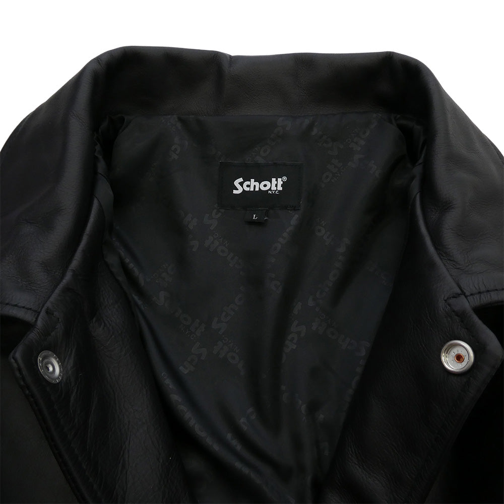 schott ショット 7825950054 LEATHER COACH JACKET 牛革 レザー コーチ ジャケット ブラック系 L【美品】【中古】