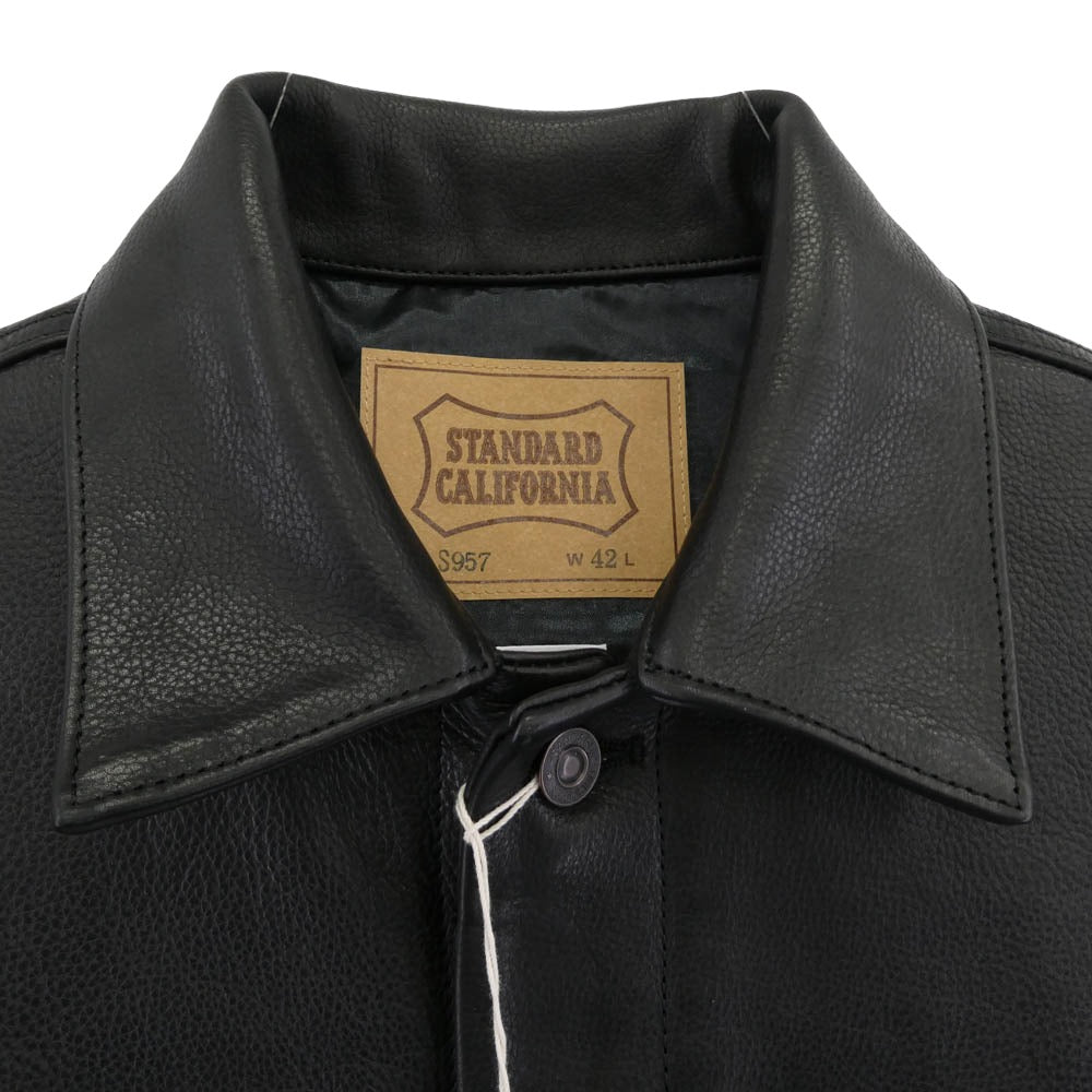 STANDARD CALIFORNIA スタンダードカリフォルニア OUNLA880 SD Leather Jacket #S957 3rdタイプ カウレザー ジャケット ブラック系 42【極上美品】【中古】