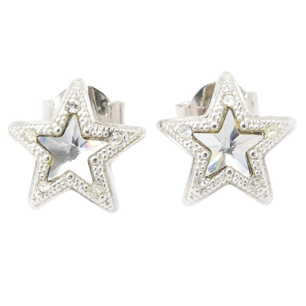 JIMMY CHOO ジミーチュウ スター スタッズ ステンレススチール クリスタル ピアス シルバー系【中古】
