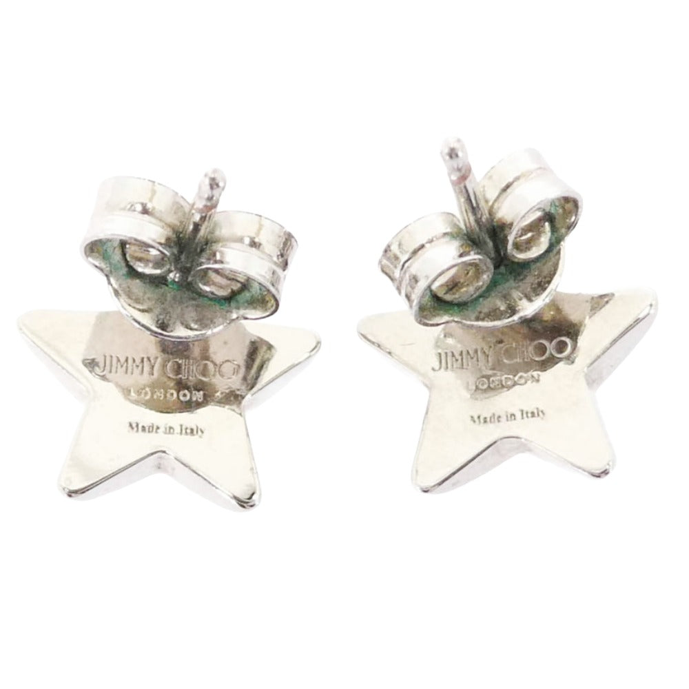 JIMMY CHOO ジミーチュウ スター スタッズ ステンレススチール クリスタル ピアス シルバー系【中古】