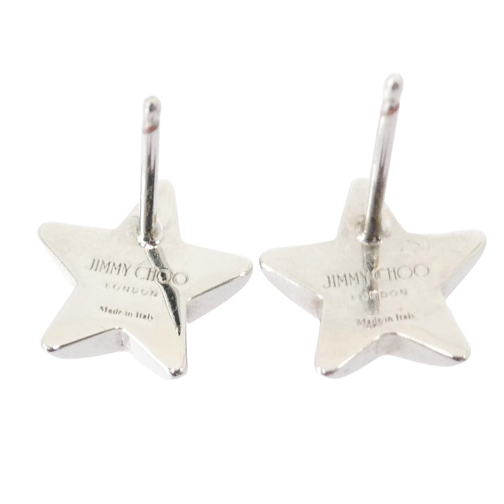 JIMMY CHOO ジミーチュウ スター スタッズ ステンレススチール クリスタル ピアス シルバー系【中古】