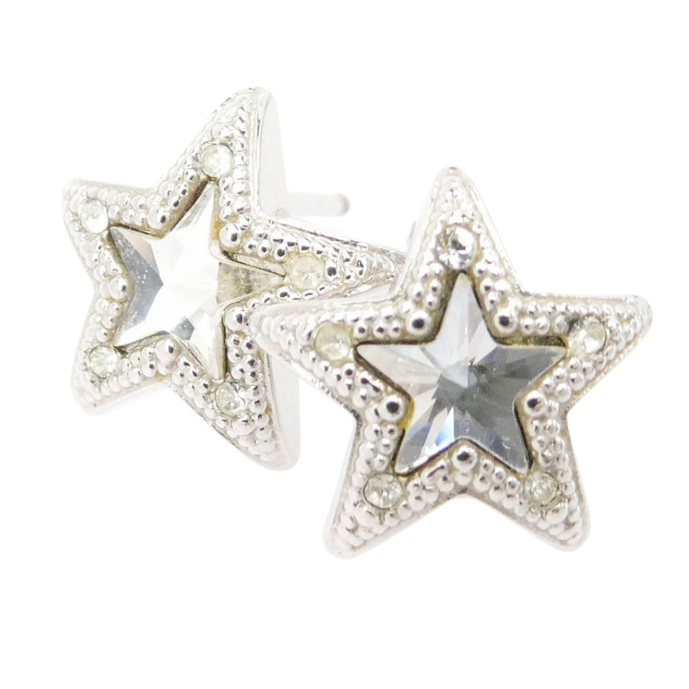 JIMMY CHOO ジミーチュウ スター スタッズ ステンレススチール クリスタル ピアス シルバー系【中古】