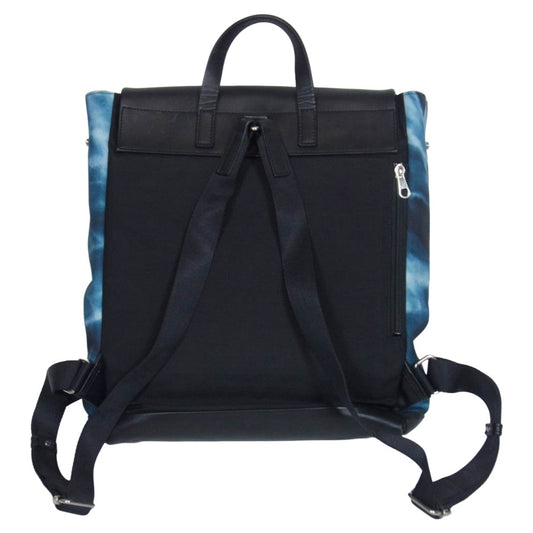 ユハク YFI060 The Art of Flower レザー切替 水彩 バックパック ブルー系【中古】