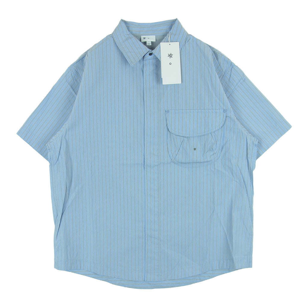 Goldwin ゴールドウィン 26SS GZ56105 Retroreflective Short Sleeved Shirt レトロ リフレクティブ ショート スリーブ 半袖 シャツ ライトブルー系 CHILL SAXE M 2【極上美品】【中古】