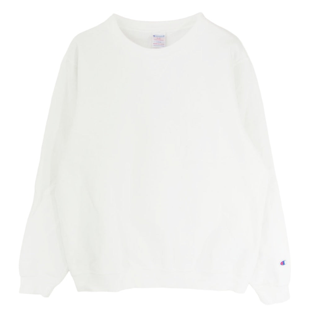 Champion チャンピオン C5-P001 USA製 9oz Terry Fleece CREW NECK SWEATSHIRT クルーネック スウェット シャツ ホワイト系 L【中古】