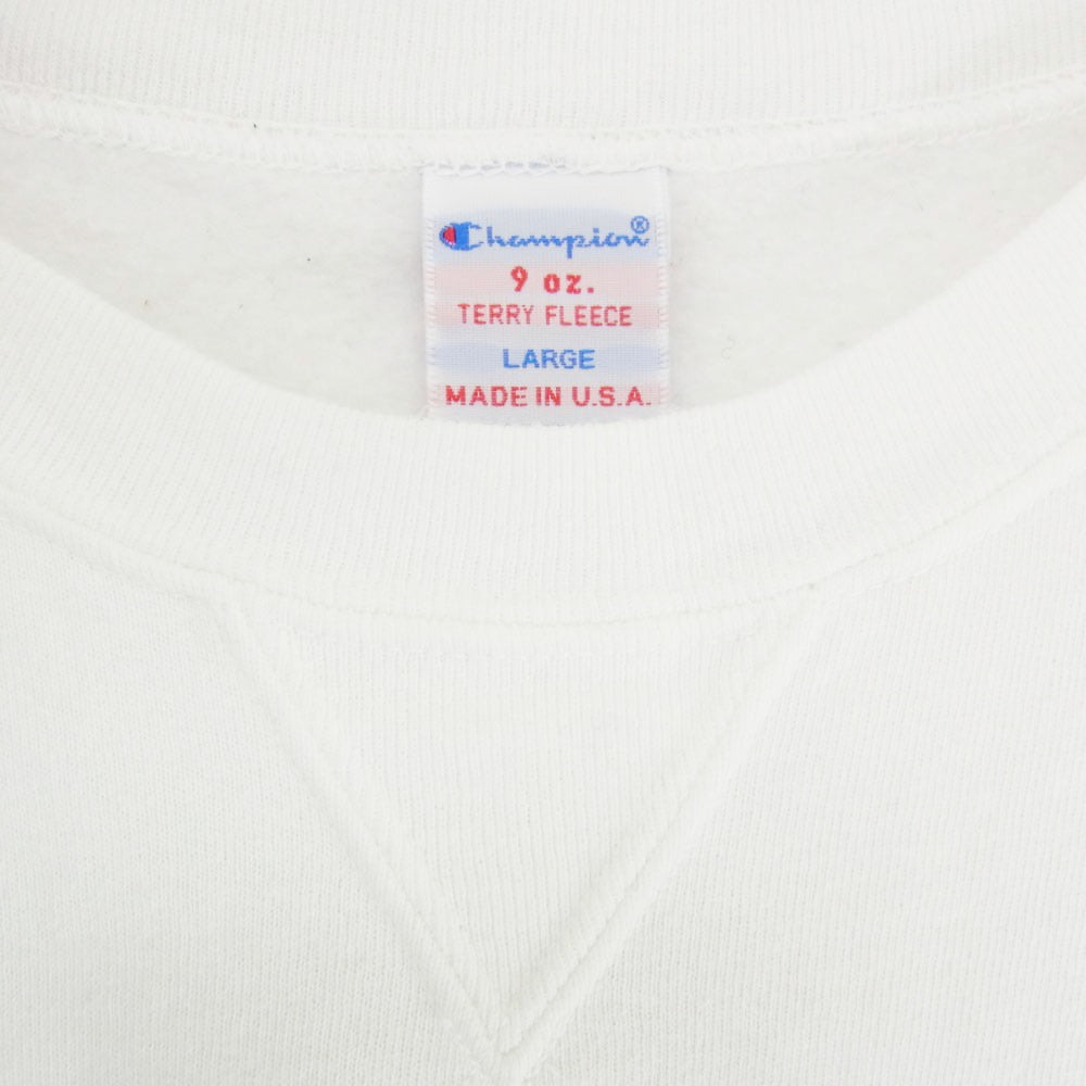 Champion チャンピオン C5-P001 USA製 9oz Terry Fleece CREW NECK SWEATSHIRT クルーネック スウェット シャツ ホワイト系 L【中古】