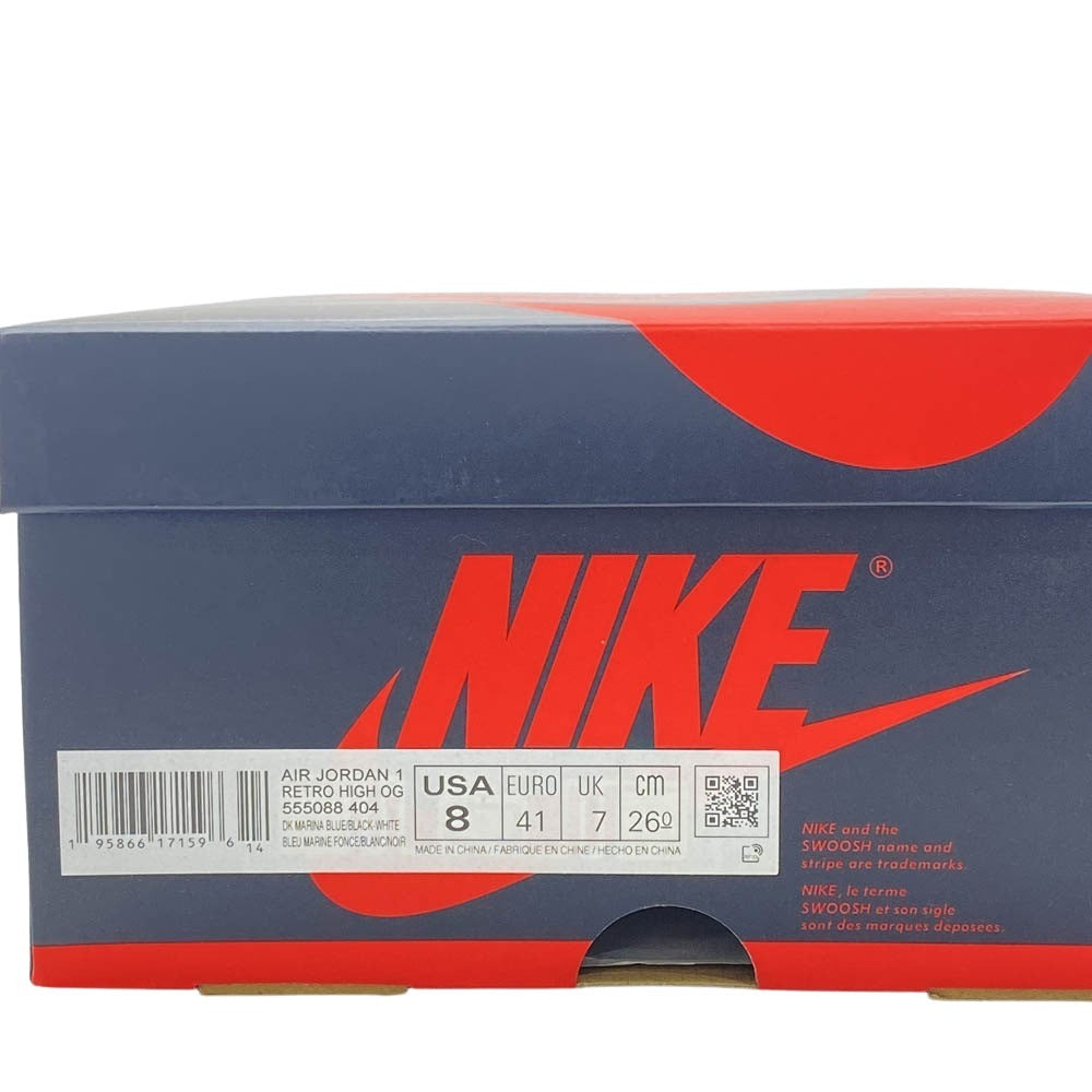 NIKE ナイキ 21年製 555088-404 AIR JORDAN 1 RETRO HIGH OG DARK MARINA BLUE エア ジョーダン レトロ ハイ ダーク マリーナ ブルー AJ1 ハイカット スニーカー ブルー系 ブラック系 26cm【新古品】【未使用】【中古】