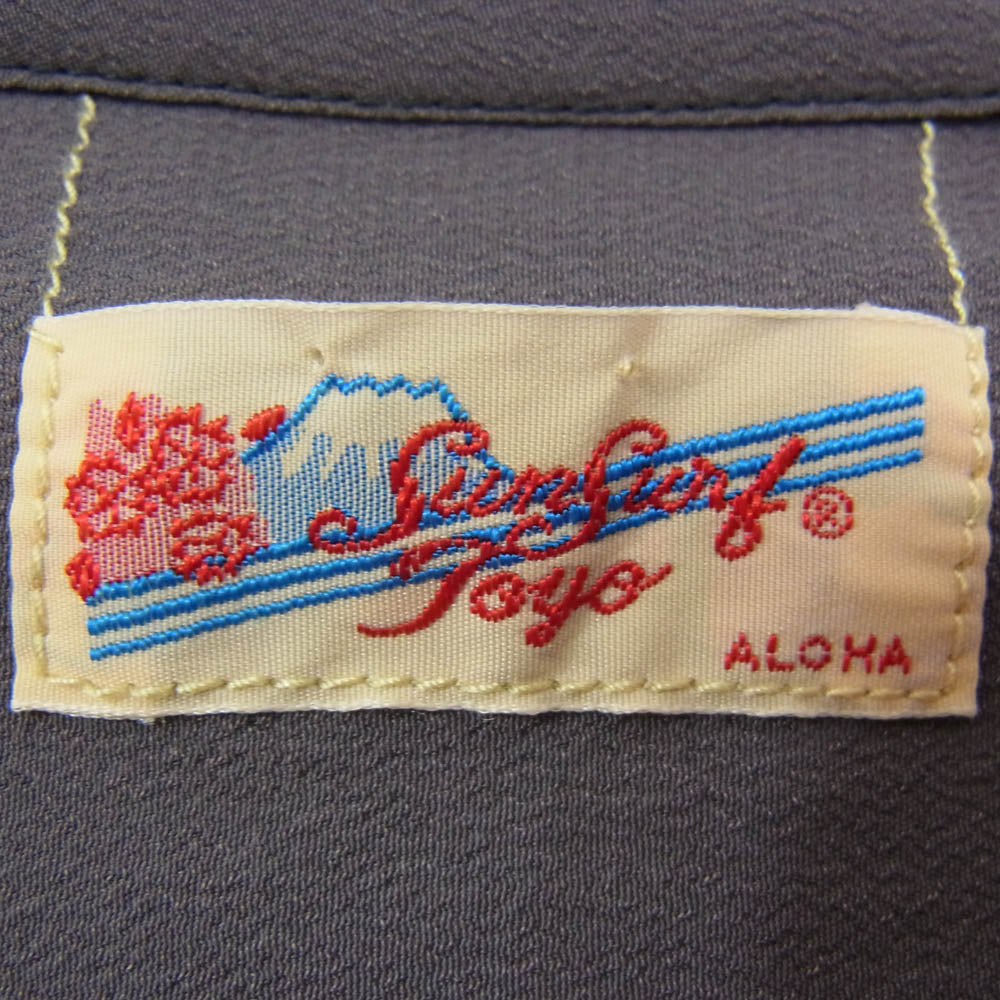 SUN SURF サンサーフ SS39214 RAYON HAWAIIAN SHIRT PIKAKE 和柄 孔雀 レーヨン ハワイアン 半袖 シャツ ピカケ チャコール系 M【美品】【中古】