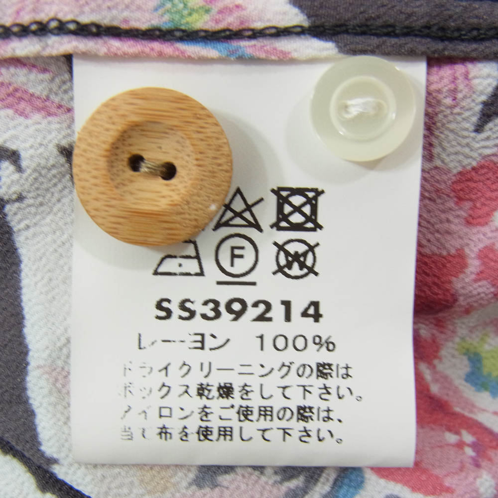 SUN SURF サンサーフ SS39214 RAYON HAWAIIAN SHIRT PIKAKE 和柄 孔雀 レーヨン ハワイアン 半袖 シャツ ピカケ チャコール系 M【美品】【中古】