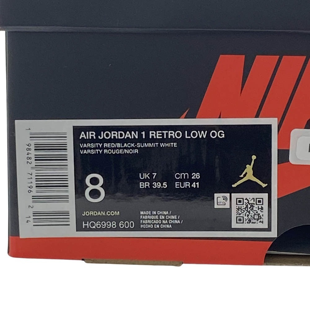NIKE ナイキ 21年製 HQ6998-600 AIR JORDAN 1 RETRO LOW OG Chicago エアジョーダン1 レトロ ロー OG シカゴ ローカット スニーカー レッド系 ホワイト系 ブラック系 26cm【新古品】【未使用】【中古】