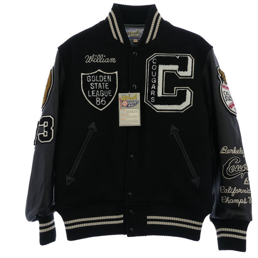 WHITESVILLE ホワイツビル WV15166 30oz WOOL MELTON AWARD JACKET COUGARS アワード ジャケット スタジャン 牛革 38 ブラック系 38【極上美品】【中古】