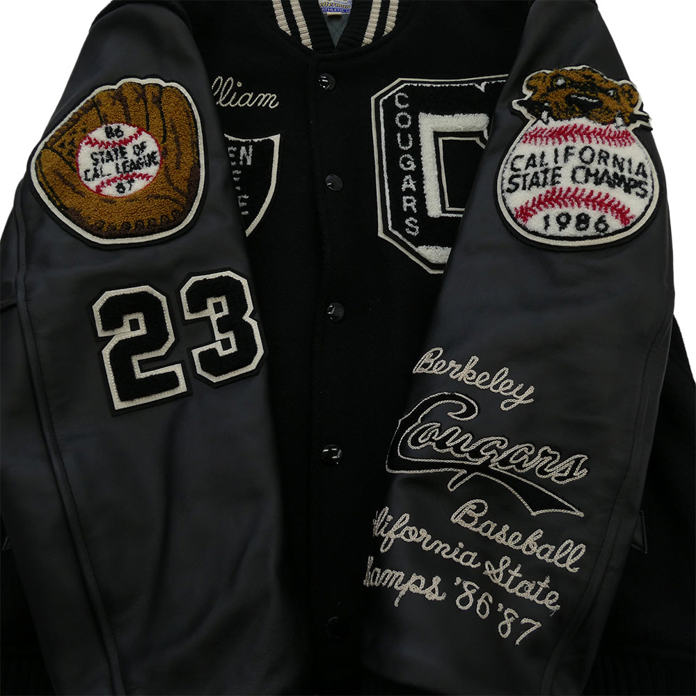 WHITESVILLE ホワイツビル WV15166 30oz WOOL MELTON AWARD JACKET COUGARS アワード ジャケット スタジャン 牛革 38 ブラック系 38【極上美品】【中古】