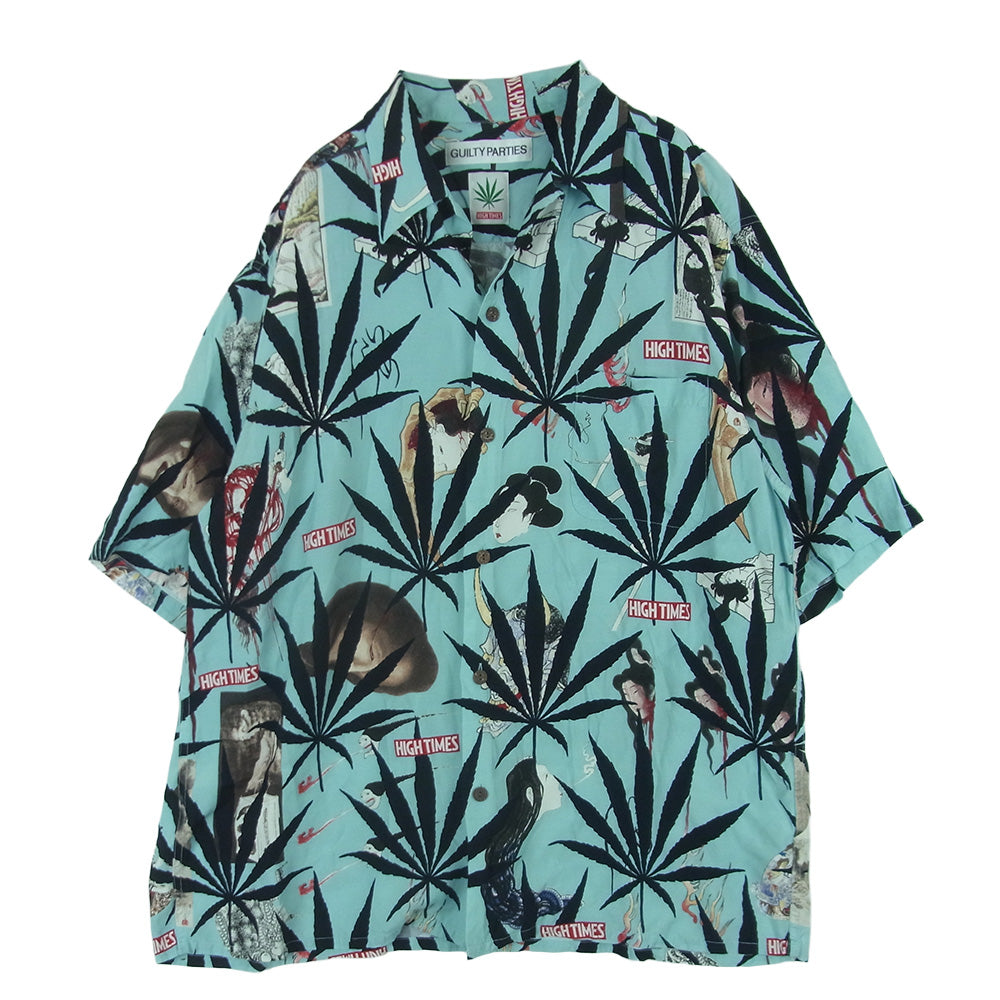 WACKO MARIA ワコマリア HIGHTIMES S/S HAWAIIAN SHIRT -TYPE 2 ハイタイム ハワイアン シャツ 半袖 アロハ ライトブルー系 XXL【中古】