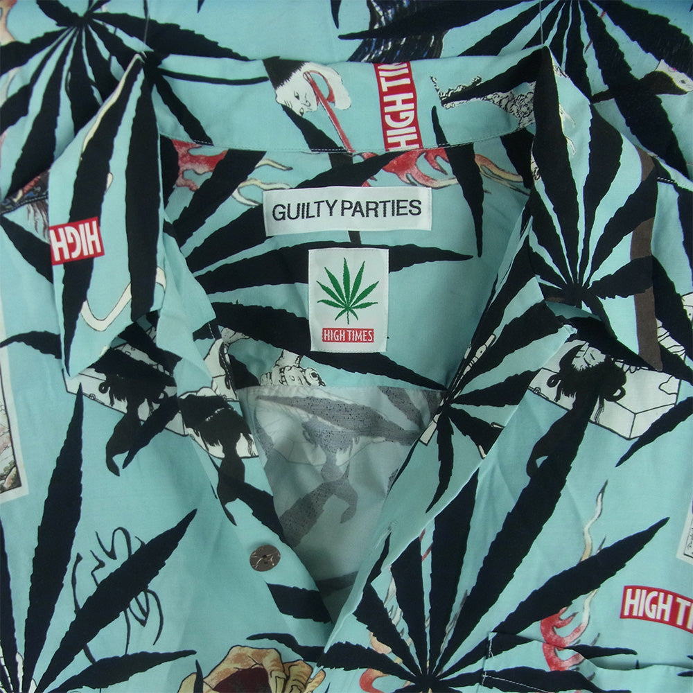 WACKO MARIA ワコマリア HIGHTIMES S/S HAWAIIAN SHIRT -TYPE 2 ハイタイム ハワイアン シャツ 半袖 アロハ ライトブルー系 XXL【中古】
